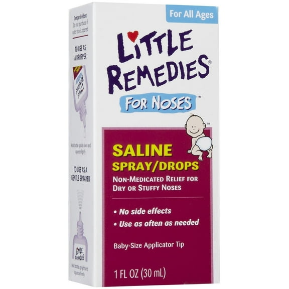 2 Pack Little Remedies Saline Spray/Drops for Dry Stuffy Noses, 1-Ounce (30 ml)