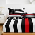 thumbnail image 6 of Twin Sze Fitted Sheet Set - Red American Flag 2 Piece Bedding Sets 16" Deep Pocket Fitted Sheet with 1 Pillowcase, Black White Striped US Flag Stars Brushed Microfiber Hotel Luxury Bed Sheets, 6 of 9