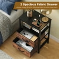 thumbnail image 2 of EDX Wall-mounted bedside table, featuring a built-in socket with USB/Type-C interface and adjustable drawers (two). Suitable for bedroom. Black+Genuine antique wood color, 2 of 8