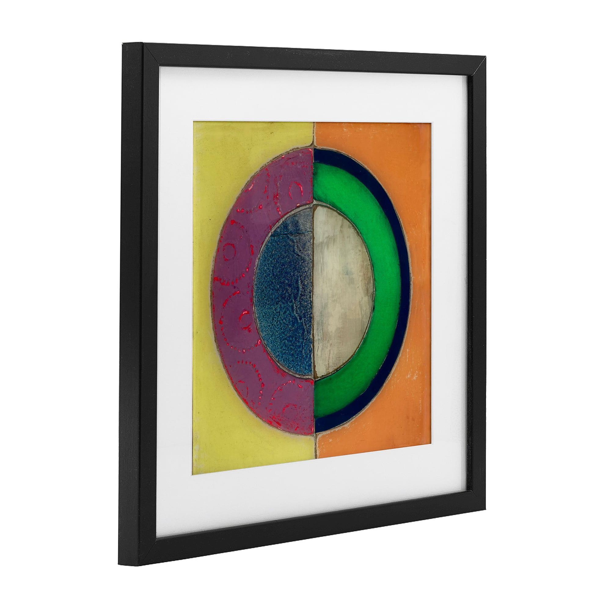 Stupell Industries Muted Round Color Black Black Framed Print Under Glass, design by Matthew Finger