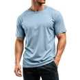 thumbnail image 7 of AHMOMEI Quick Dry Athletic Fit T-Shirt Men Crew Neck Mens Short Sleeve Shirt Moisture Wicking Men's Shirts Light Blue L, 7 of 7