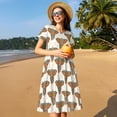 thumbnail image 4 of Naloa Retro elephants Print Womens Summer A-Line Dress with Pockets,Short Sleeve Dresses,Flowy Beach Swing Dress for Vacation Travel, 4 of 6