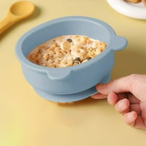 Nkmbld Silica Bowl Food Grade Cartoons Bear Shape Cutlery Bottom with Suction Cups, Dessert Bowls for Serving Soup, Oatmeal, Pasta and Salad, Blue