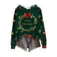 thumbnail image 2 of Women's Knit Sweater Pullover Hooded Sweatshirt with Christmas Print, Cute and Comfortable, Perfect for Fall and Winter Casual Wear and Holiday Festivities,Dark Green,S, 2 of 5