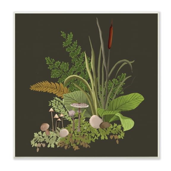 Stupell Industries Forest Botanicals Plants Ferns Mushrooms Sprouting Graphic Art Unframed Art Print Wall Art, Design by House of Rose