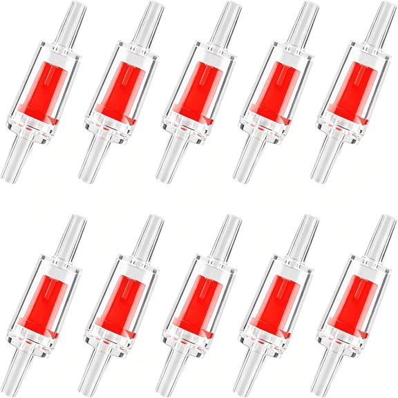HIBIBUD 10Pcs Aquarium Air Check Valve,One Way Non-Return Check Valve for Aquarium Air Pump,For 3/16 Inch Airline Tubing,Fish Tank Accessories (Red)
