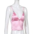 thumbnail image 6 of YiZYiF Womens Satin V Neck Crop Top Camisole Slim Fit Backless Vest, 6 of 6
