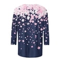 thumbnail image 5 of Craaazy Hauts Tendance pour Femmes Grande Taille Coupe Ample Imprimé Floral Col Rond Style Décontracté Blouse à Manches 3/4 pour le Printemps, l'Été, Sorties Quotidiennes, 5 of 5