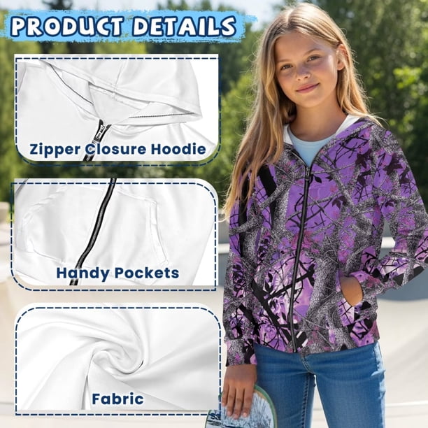 chaqlin Purple Camo Hunting Hoodies for Boys Girls Size 6-7 Trendy