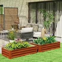 Outsunny 4' x 2' x 1' Galvanized Raised Garden Bed Planter Raised Bed with Steel Frame for Vegetables, Flowers, Plants and Herbs, Brown