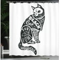 thumbnail image 4 of Ambesonne Modern Shower Curtain, Magic Skull Cat Drawing, 69"Wx84"L, Black and White, 4 of 5