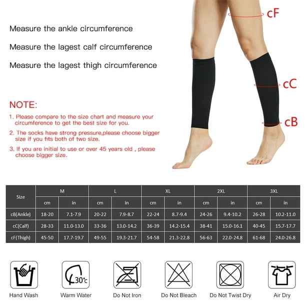 1 paire de chaussettes de compression hommes femmes 20-30mmHg bas de  compression manches de Compression pour gonflement des veines variqueuses 