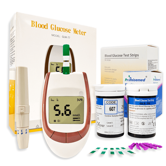 Blood Glucose Monitor Kit, Diabetes Testing Kit with 50 Glucometer Strips, 50 Lancets and Lancing Devices, Portable Sugar Test Kit, No Coding