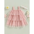 thumbnail image 4 of Bagilaanoe Toddler Baby Girl Summer Dress Sleeveless A-line Princess Dresses Headband 3M 6M 12M 18M 24M 3T 4T Kids Casual Mesh Tulle Sundress, 4 of 8