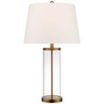 thumbnail image 2 of 360 Lighting Coastal Table Lamp 26" High Glass Cylinder Gold Fillable White Drum Shade for Living Room Family Bedroom Bedside Nightstand, 2 of 8