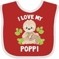 thumbnail image 3 of Inktastic Cute Sloth I Love My Poppi with Green Leaves Boys or Girls Baby Bib, 3 of 4