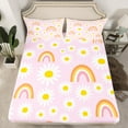 thumbnail image 2 of Homewish Kawaii Floral Daisy 3pcs Twin Sheet Sets For Preppy Children Kids,Cartoon Gradient Rainbow Twin Fitted Sheet,Dreamy Princess Breathable Flat Sheet,Ultra Soft Home Decor, 2 of 7