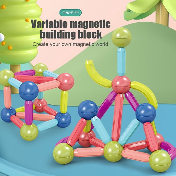 Juego de varillas de bolas magnéticas 3D Montessori multipropósito suave para regalos de vacaciones para niños Ndcxsfigh libre de BPA