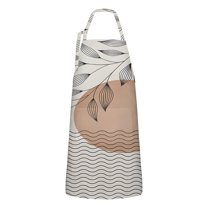 Brown Boho Abstract and Plant Pattern Apron-Garden Aprons for Women with Pockets-Cotton Linen Waterproof Kitchen Cooking Gardening Aprons Adjustable for Kitchen,Cooking,BBQ and Salon 33x27 Inch