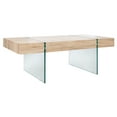 SAFAVIEH Jacob Rectangular Modern Coffee Table, Natural/Glass