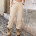 thumbnail image 5 of Jeans for Women Casual Lightweight Elastic Waist Stretchy Pants Summer Trouses with Pockets Khaki S, 5 of 7