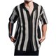 thumbnail image 2 of Playeras Elvqul de Hombre Negro Casual Manga Corta a Rayas Solapa, 2 of 7