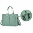 thumbnail image 2 of Canvas Tote Bag with Multi-Pocket for Adults, Large Crossbody Shoulder Handbag Daily Tote Bag with Compartments, Durable Laptop Work Bags Shoulder Travel Messenger Gym Totes, 1Pc(Green,13.4x5.5x10"), 2 of 7