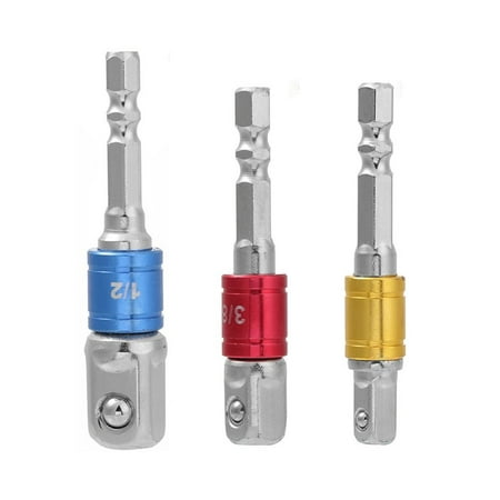 

3Pcs Spanner 1/2 1/4 3/8 Impact Drill BIts Connector Hex Drive Drill Socket Adaptor Power Drill Nut Hex Wrench Sleeve