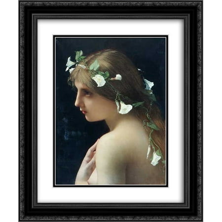 Jules Joseph Lefebvre 2x Matted 20x24 Black Ornate Framed Art Print 'Nymph with morning glory flowers'