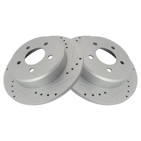 TRQ Performance Brake Rotor Drilled Slotted G-Coated Rear Pair Fits Select Dodge