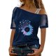 thumbnail image 1 of Gibobby Blusa de Trabajo de Manga Corta Mujeres Impreso Hombro Tops Sexy Glitter Camisa manga corta Blusa Tops(Azul,G), 1 of 4