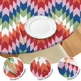 thumbnail image 4 of Colorful Geometric Chevron Pattern Round Fitted Tablecloth with Elastic Edge,Dining Table Cover Waterproof,Outdoor Round Tablecloth for Camping,Dining,Indoor and Outdoor, 4 of 7