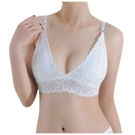 

DNDKILG Padded V Neck Bra for Women Cami Strap Bralettes White S