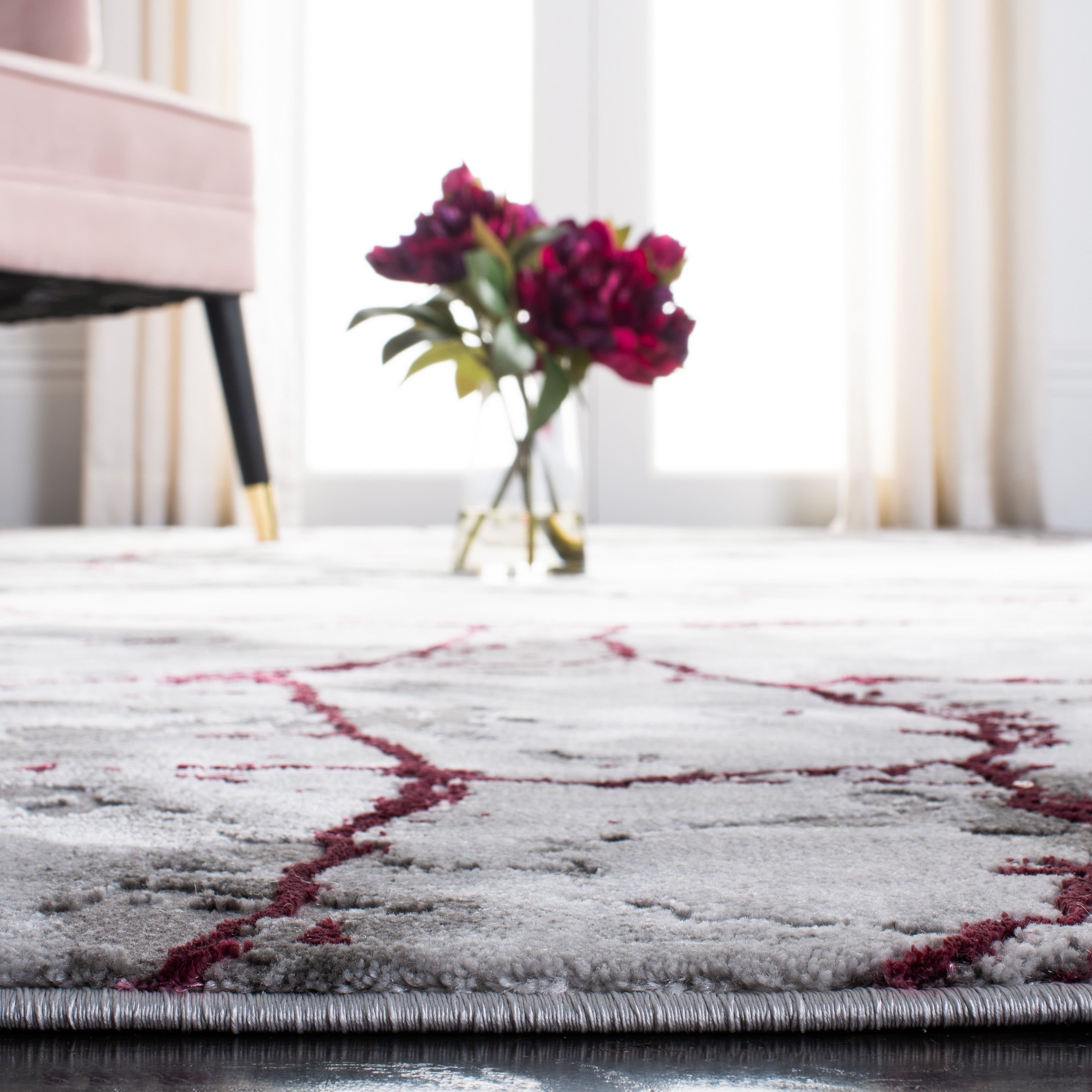 SAFAVIEH Craft Paul Abstract Runner Rug, Grey/Wine, 2'3" x 16'