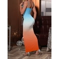thumbnail image 5 of Aomice Women Summer Sexy Bodycon Maxi Dress Casual Slim Long Dresses Blue Orange Gradient 2XL, 5 of 7