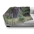 thumbnail image 3 of Outhouse Soft Flannel Fleece Blanket, Farm Life House Wooden Door of Cottage Hut in Woodland Leaves Art Print, Cozy Plush for Indoor and Outdoor Use, 60" x 80", Dark Brown and Green, by Ambesonne, 3 of 6