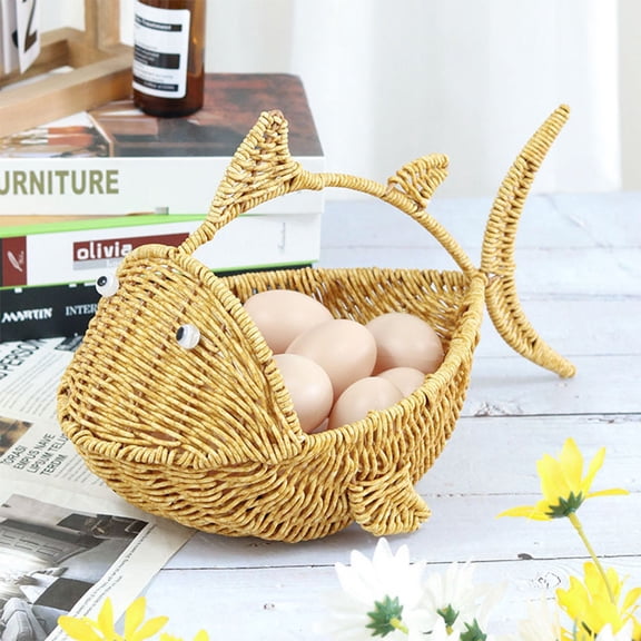 Phenofice Fish Basket Light Yellow Storage for Household Users 1Pack