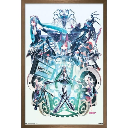 Hatsune Miku - Hello Wall Poster, 22.375" x 34", Framed