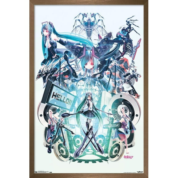 Hatsune Miku - Hello Wall Poster, 22.375" x 34", Framed