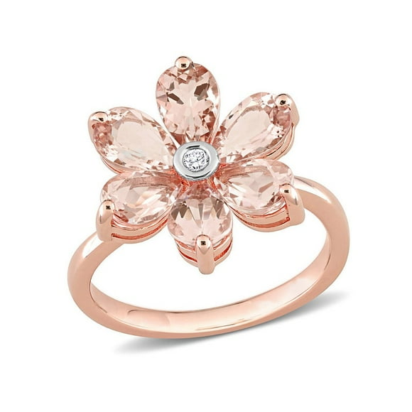 2.30 Carat (ctw) Morganite Flower Ring in 10K Rose Pink Gold