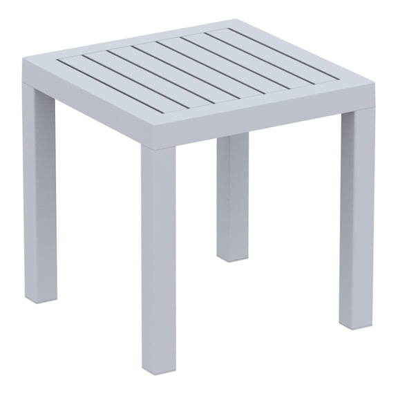 Luxury Commercial Living 18" Silver Gray Patio Square Resin Side Table with Drain Hole