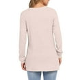 thumbnail image 4 of Pink Hoodies for Women Long Sleeve Shirts for Women Casual Tops Loose Fit Rib Knit Lightweight Long Sweater Crew Neck Pullover with Women Fall Clothes, 4 of 6