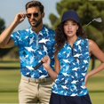 thumbnail image 2 of Jeiento Blue Shark Matching Golf Shirts for Couples Quick Dry Moisture Wicking Mens Short Sleeve Shirt Womens Sleeveless Tennis Tank Top Lightweight Summer Casual Activewear Set, 2 of 7