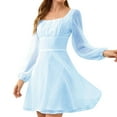 thumbnail image 2 of Sentmoon Fitted Waist Womens Dresses Long Sleeve Square Neck Holiday Dresses for Women Casual Fashion Short Dresses,Plus Size Trendy Womens Fashion Light blue XL Clearance Sales Today Deals Prime, 2 of 5