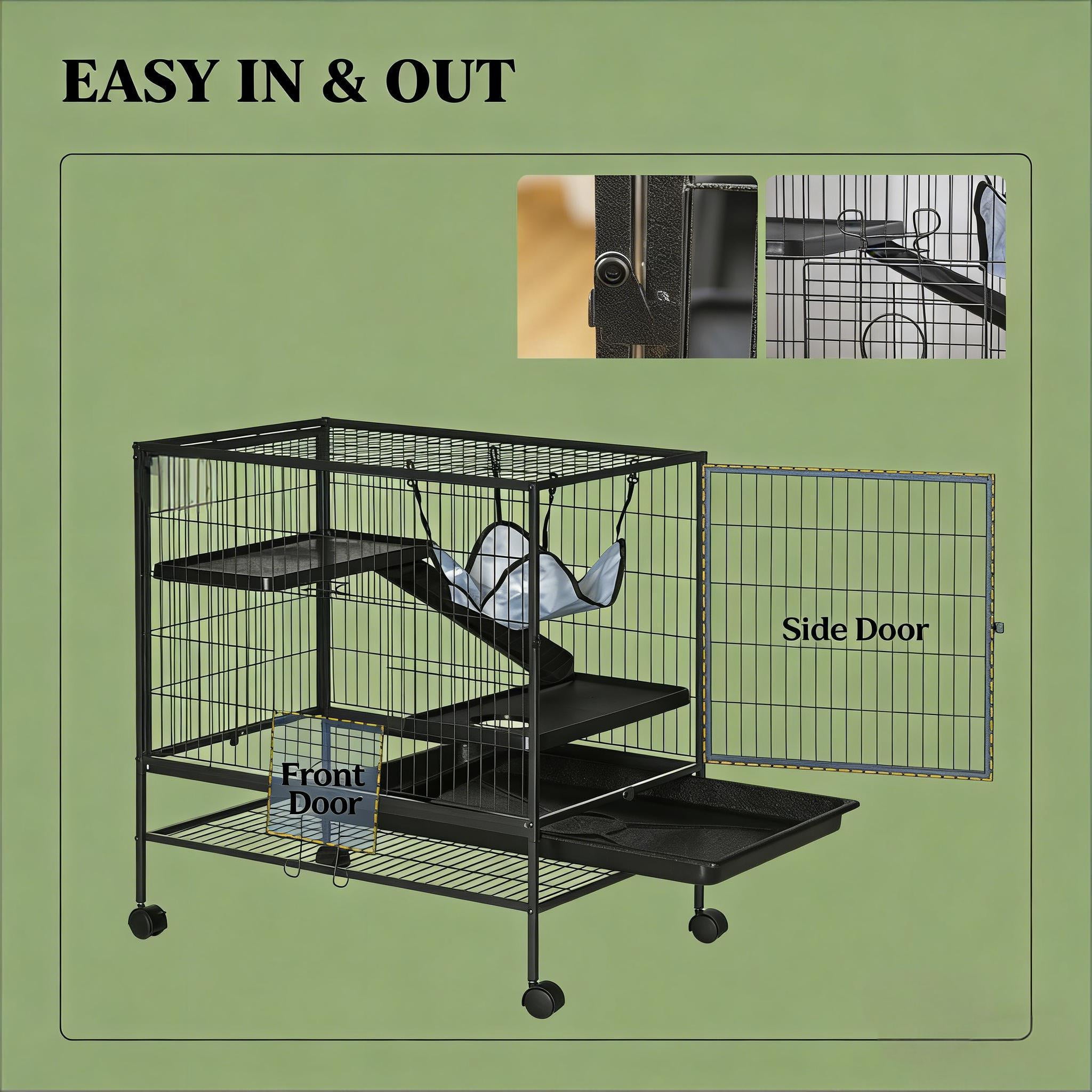 Pet House,Small Animal Hutch Cage,Small Pet Hutch with Wheels