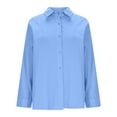 thumbnail image 6 of Qulqfy Women Shirts Blue Cotton Linen Business Casual Long Sleeve Button Down Shirts Collared Tunic Summer Spring Tops for Women XXL, 6 of 7
