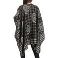 thumbnail image 4 of Cape Châle Réversible Florale à la Mode des Femmes - Noir, Motif de Cardigan de Pull Châle, 4 of 5