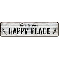 Porch Sign, Porch Decor for Home, Bar, Farmhouse, 4"x16" Metal Wall Sign - This is Our Happy Place