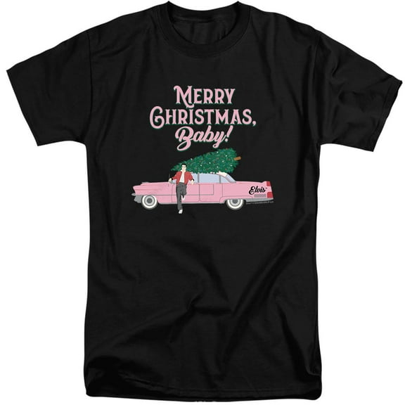 Elvis Merry Christmas Baby Unisex Adult Tall T Shirt (2X-Large) Black