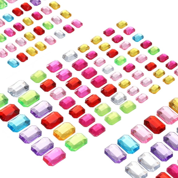 Uxcell 325 Pcs Gems Stickers for Crafts, 5 Sheet Self-Adhesive Gems Bling Rectangle Rhinestone Stickers, Multicolor